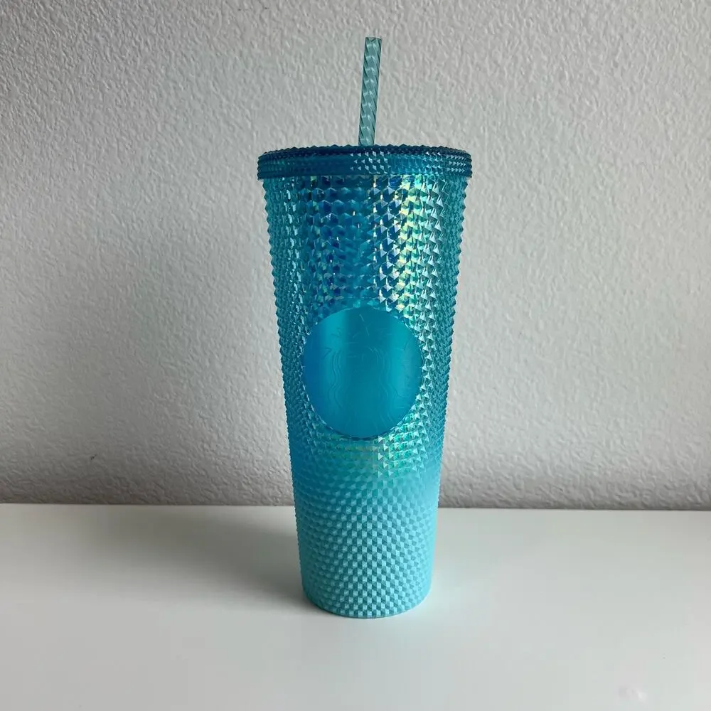 NWT Starbucks Glacier Blue Ombré Gradient Studded Tumbler 24oz
